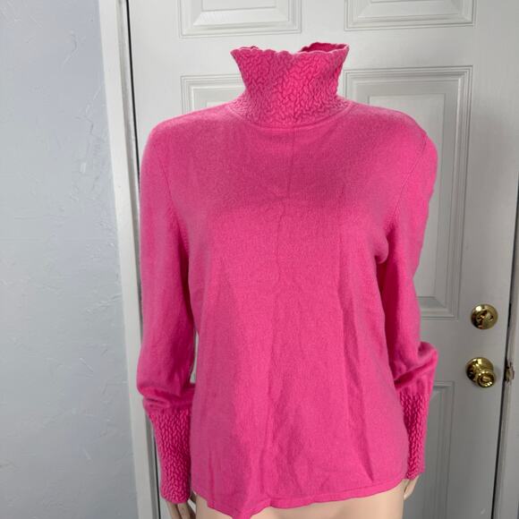 Classicies Entier Women's Sweater M Turtle Neck Cashmere Pullover L/S Pink B3-22 - Picture 1 of 5